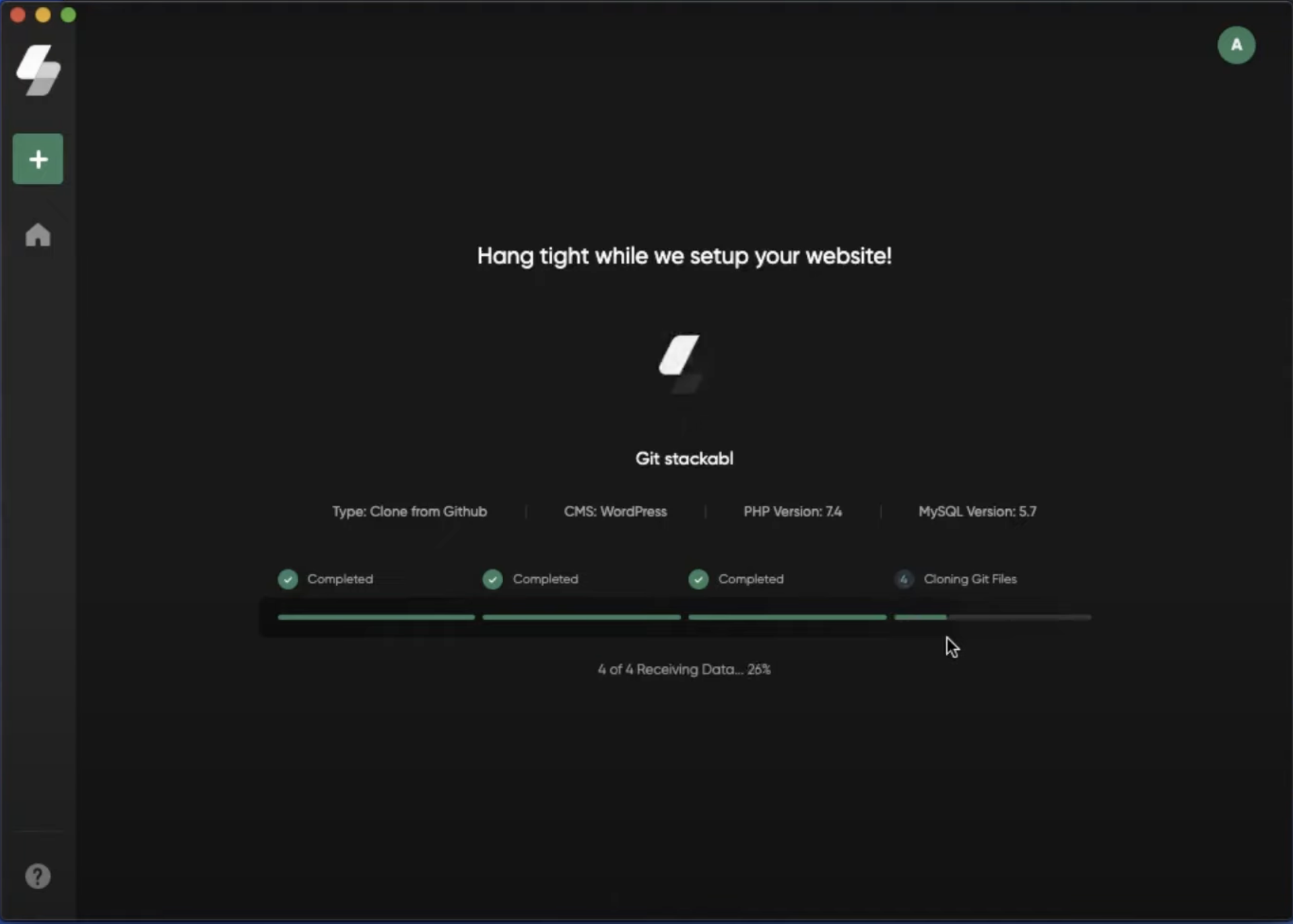 Project configuration interface